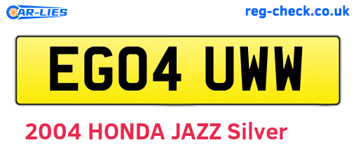 EG04UWW are the vehicle registration plates.