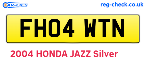 FH04WTN are the vehicle registration plates.