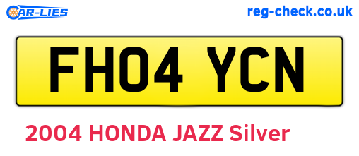 FH04YCN are the vehicle registration plates.