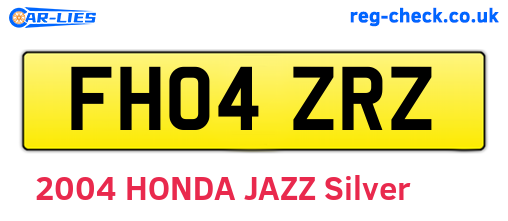 FH04ZRZ are the vehicle registration plates.