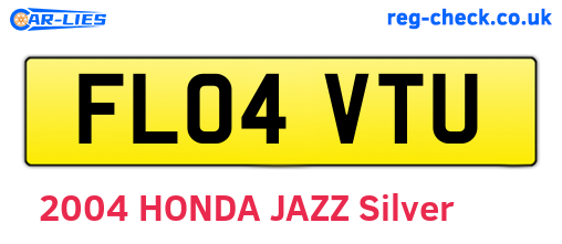 FL04VTU are the vehicle registration plates.