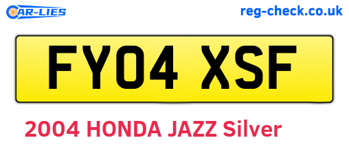 FY04XSF are the vehicle registration plates.