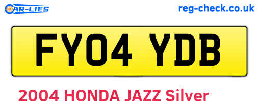FY04YDB are the vehicle registration plates.