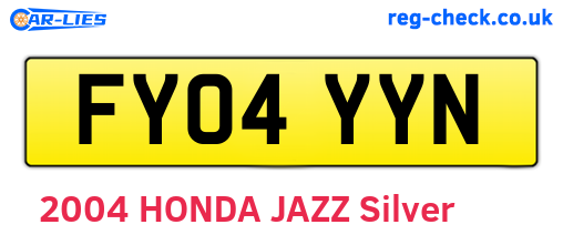 FY04YYN are the vehicle registration plates.
