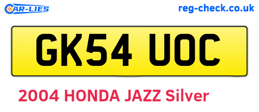 GK54UOC are the vehicle registration plates.