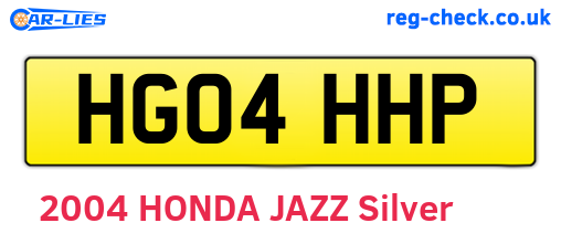 HG04HHP are the vehicle registration plates.