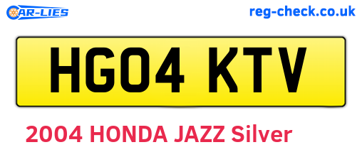 HG04KTV are the vehicle registration plates.