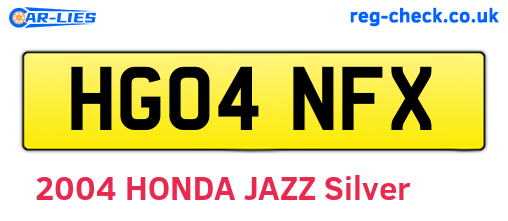 HG04NFX are the vehicle registration plates.