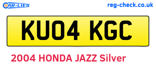 KU04KGC are the vehicle registration plates.