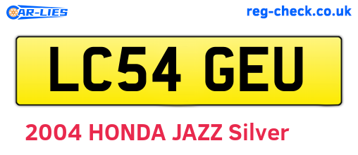 LC54GEU are the vehicle registration plates.