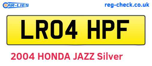 LR04HPF are the vehicle registration plates.