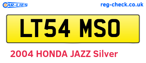 LT54MSO are the vehicle registration plates.