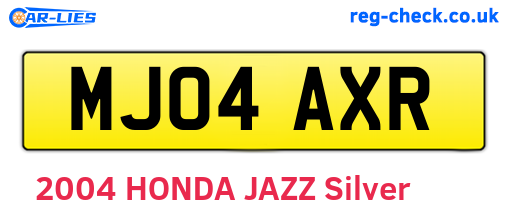 MJ04AXR are the vehicle registration plates.