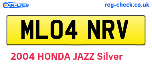 ML04NRV are the vehicle registration plates.