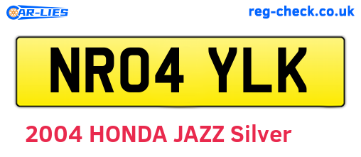 NR04YLK are the vehicle registration plates.