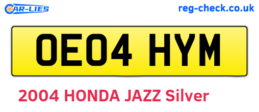 OE04HYM are the vehicle registration plates.