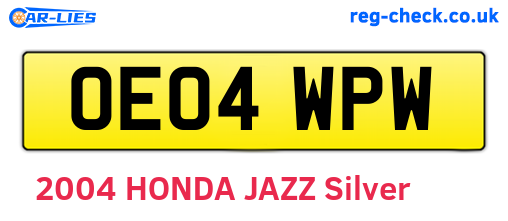 OE04WPW are the vehicle registration plates.