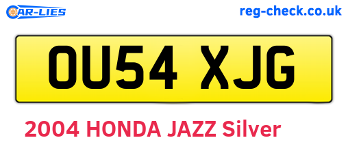 OU54XJG are the vehicle registration plates.