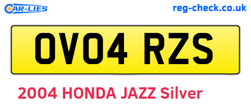 OV04RZS are the vehicle registration plates.