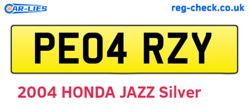 PE04RZY are the vehicle registration plates.