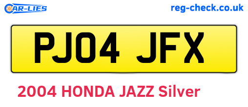 PJ04JFX are the vehicle registration plates.
