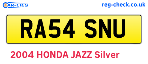 RA54SNU are the vehicle registration plates.