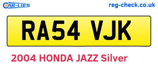 RA54VJK are the vehicle registration plates.