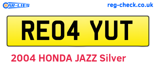 RE04YUT are the vehicle registration plates.