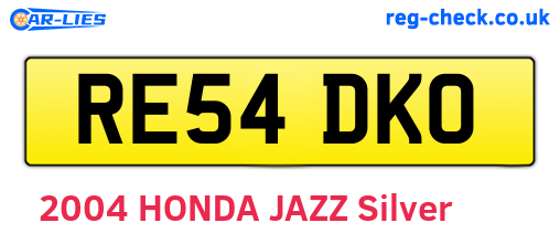 RE54DKO are the vehicle registration plates.