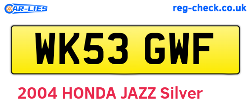 WK53GWF are the vehicle registration plates.