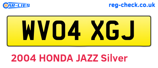 WV04XGJ are the vehicle registration plates.