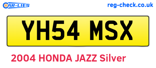 YH54MSX are the vehicle registration plates.