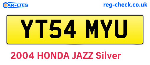 YT54MYU are the vehicle registration plates.