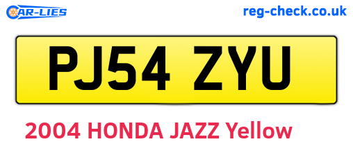 PJ54ZYU are the vehicle registration plates.