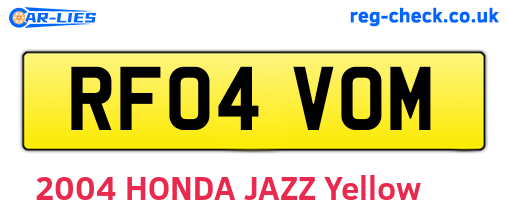 RF04VOM are the vehicle registration plates.