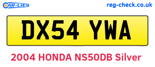 DX54YWA are the vehicle registration plates.