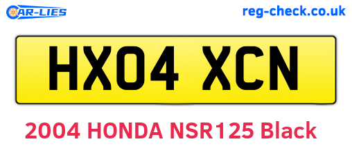 HX04XCN are the vehicle registration plates.