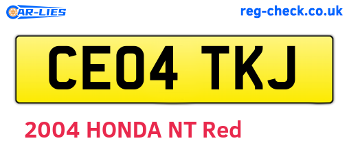 CE04TKJ are the vehicle registration plates.