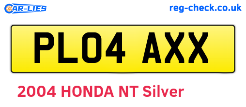 PL04AXX are the vehicle registration plates.