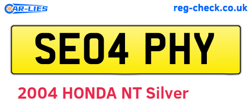 SE04PHY are the vehicle registration plates.