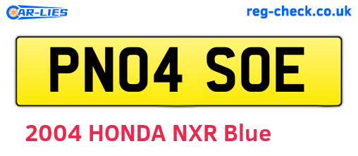 PN04SOE are the vehicle registration plates.
