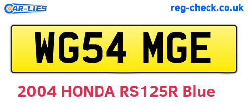 WG54MGE are the vehicle registration plates.
