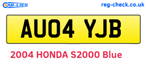 AU04YJB are the vehicle registration plates.