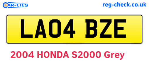 LA04BZE are the vehicle registration plates.