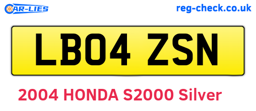 LB04ZSN are the vehicle registration plates.