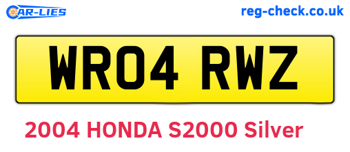 WR04RWZ are the vehicle registration plates.