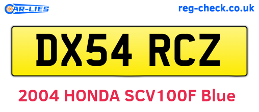 DX54RCZ are the vehicle registration plates.