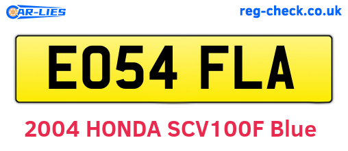 EO54FLA are the vehicle registration plates.