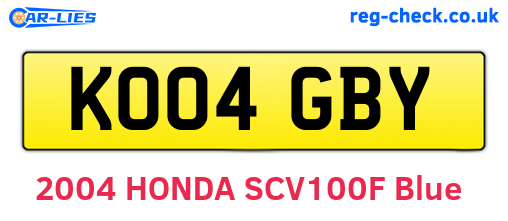 KO04GBY are the vehicle registration plates.