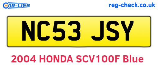NC53JSY are the vehicle registration plates.